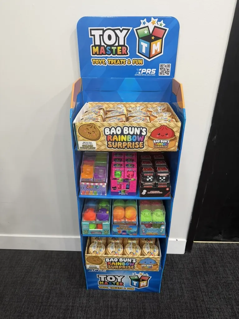 Toy Master floor display with Bao Bun's